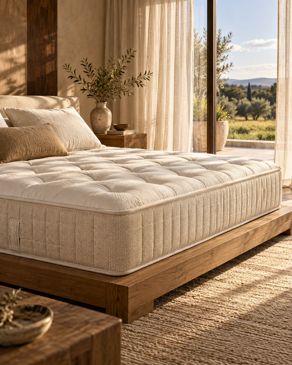 Premium Eira Homes mattress in a softly styled bedroom
